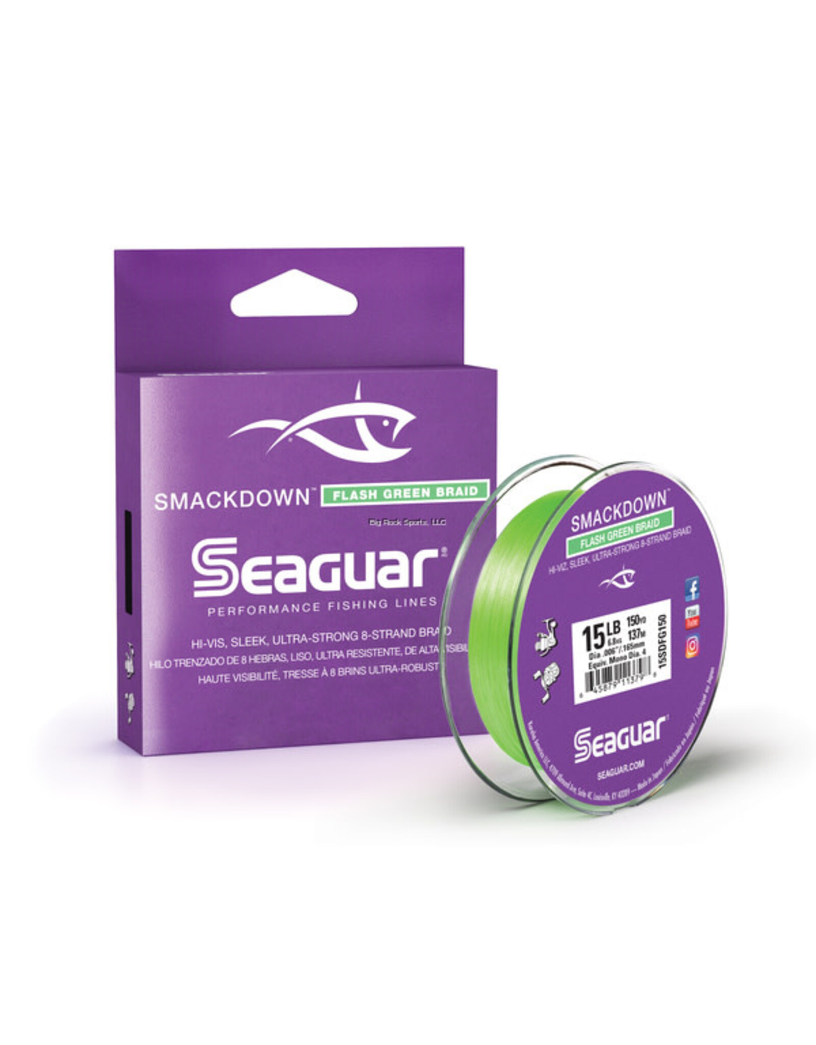 Seaguar Seaguar 15SDFG150 Smackdown Braided Line Flash Green 15lb 150yd