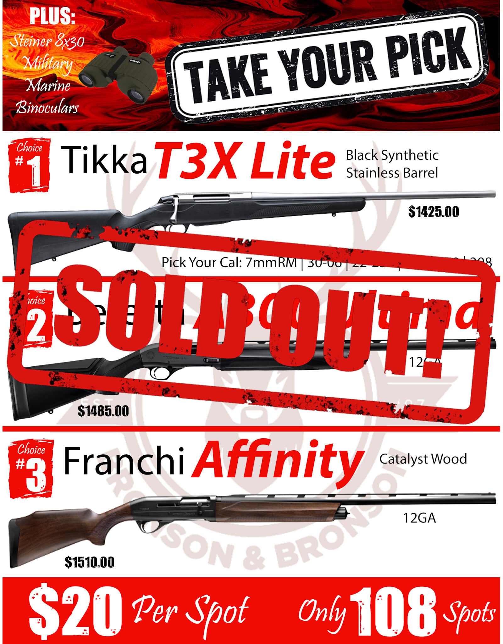 DRAW #1892 - Take Your Pick - Tikka, Beretta OR Franchi!