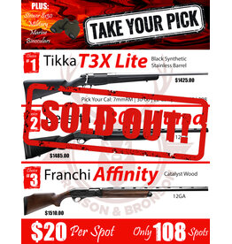 DRAW #1892 - Take Your Pick - Tikka, Beretta OR Franchi!
