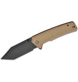 Civivi CIVIVI Knives Bhaltair Liner Lock Flipper Knife 3.98" 14C28N Black Tanto Blade, Textured Tan G10 Handles - C23024-2