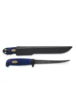 Marttiini Marttiini Blue Rubber Handle 6″ Black Steel Fillet Blade Fixed Knife