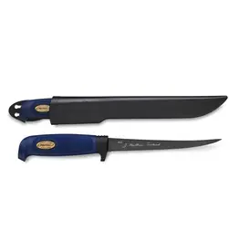 Marttiini Marttiini Blue Rubber Handle 6″ Black Steel Fillet Blade Fixed Knife