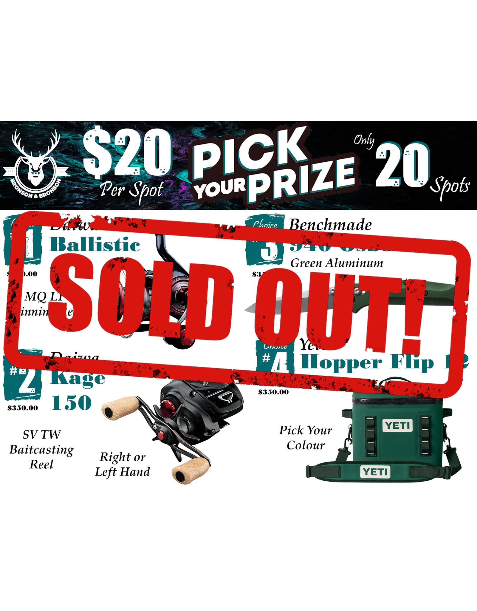 DRAW #1895 - Pick Your Prize - Diawa Ballistic, Daiwa Kage, Benchmade OR Yeti!