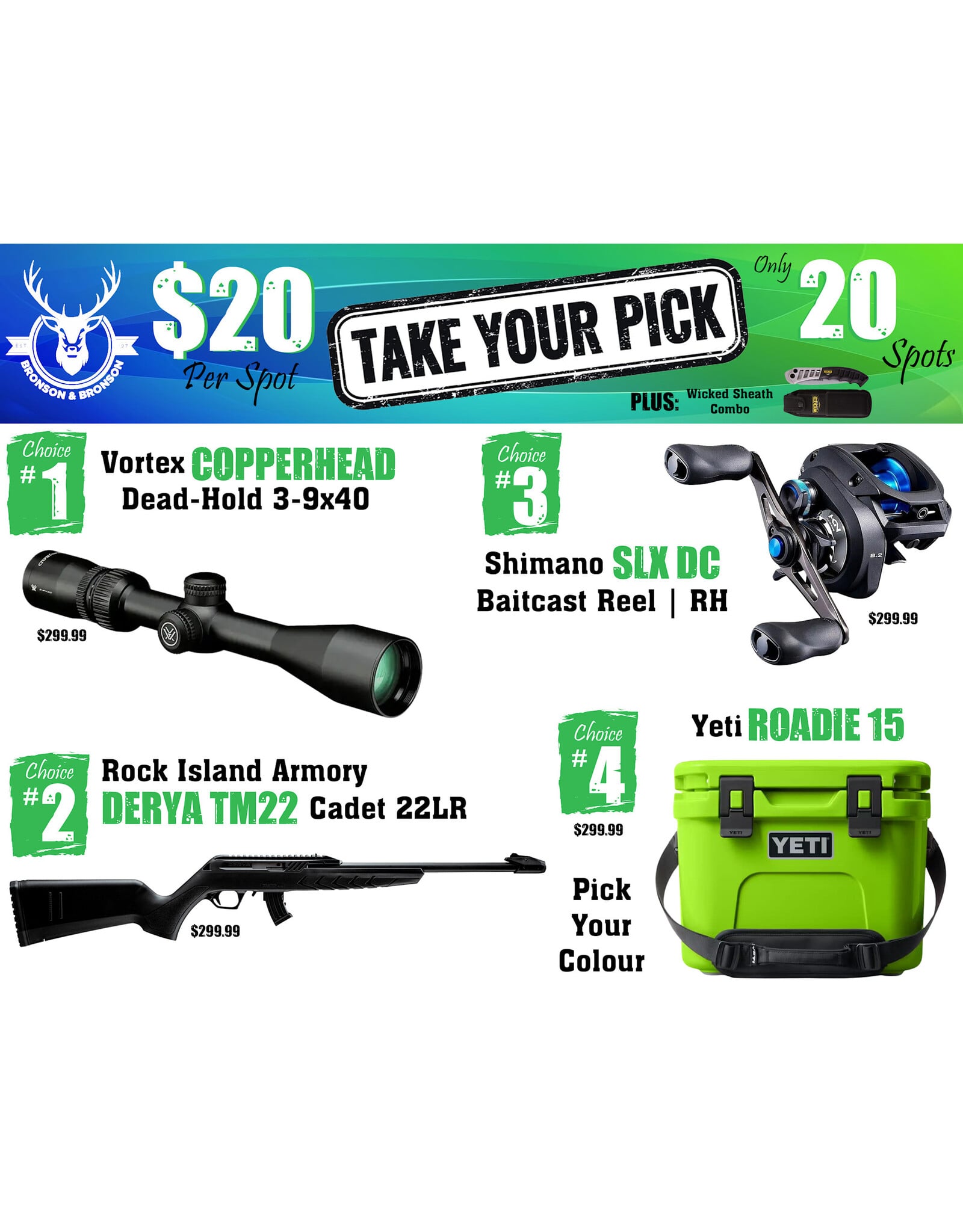 DRAW #1898 - Take Your Pick - Vortex, Rock Island Armory, Shimano OR Yeti!