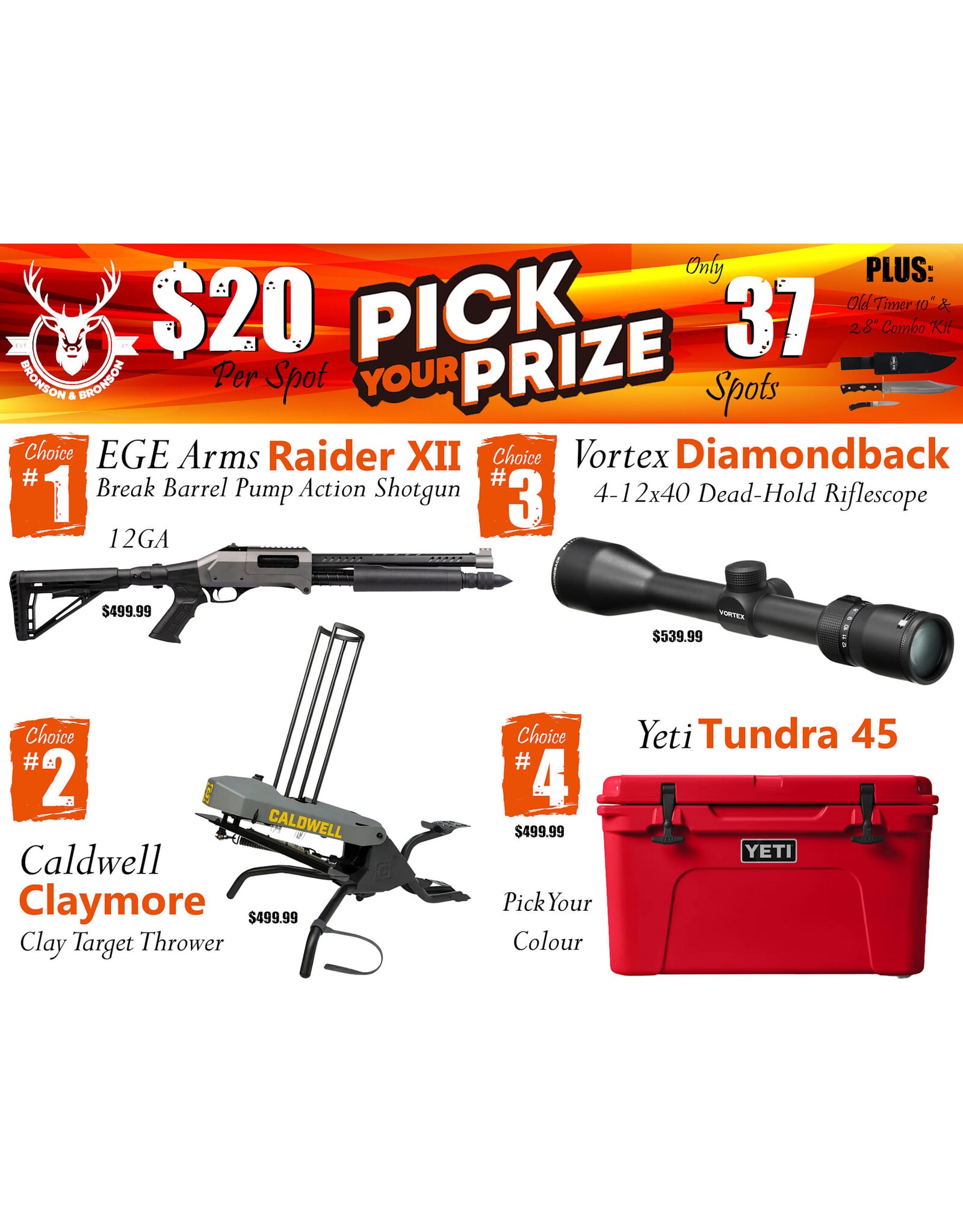 DRAW #1900 - Pick Your Prize - EGE Arms, Caldwell, Vortex OR Yeti!