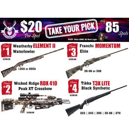 DRAW #1902 - Take Your Pick - Weatherby, Wicked Ridge, Franchi OR Tikka!