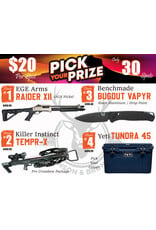 DRAW #1904 - Pick Your Prize - EGE Arms, Killer Instinct, Benchmade OR Yeti!