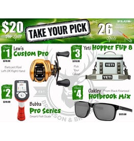 DRAW #1905 - Take Your Pick - Lew's, Bubba, Yeti OR Oakley!