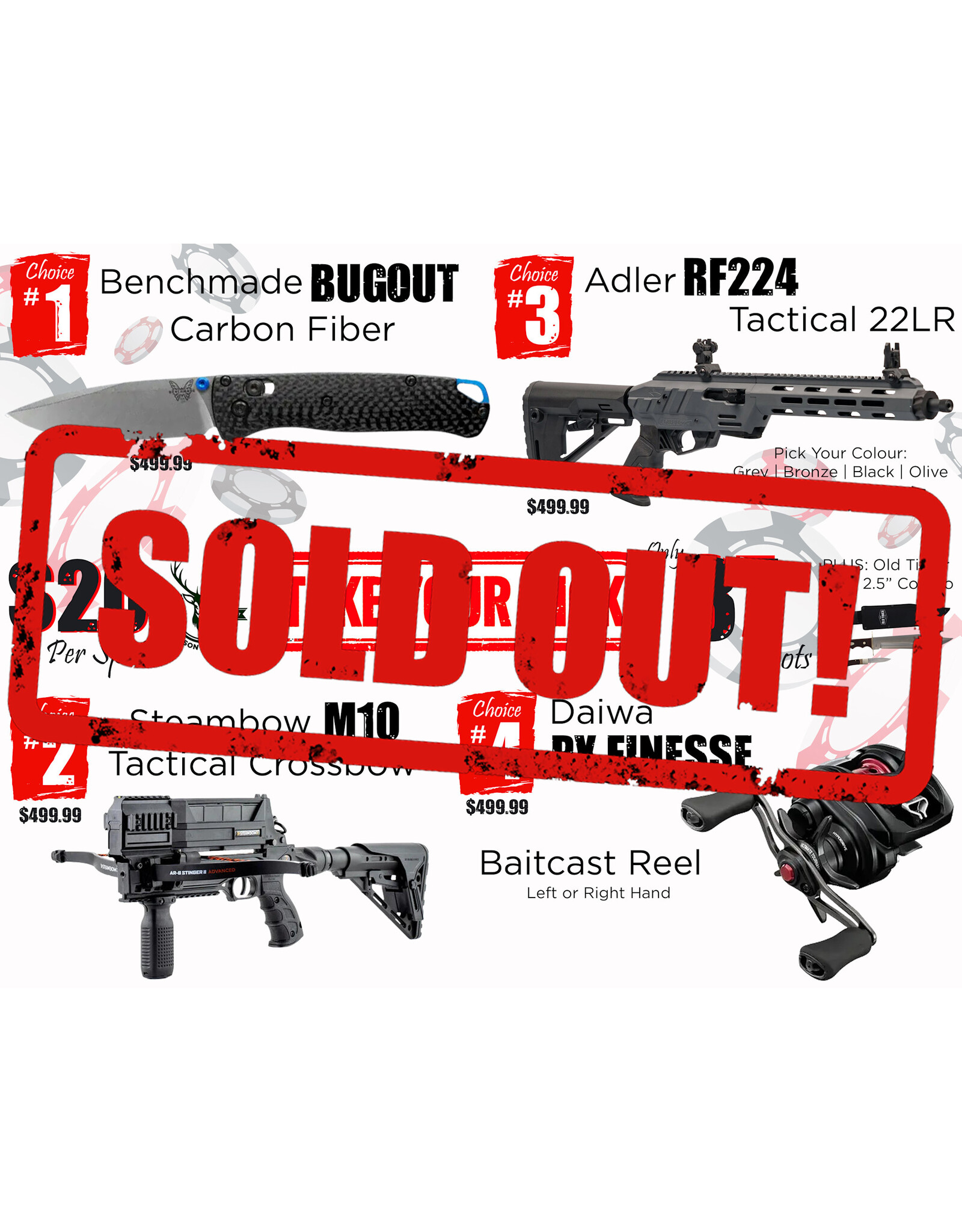 DRAW #1894 - Take Your Pick - Benchmade, Steambow, Adler OR Daiwa!