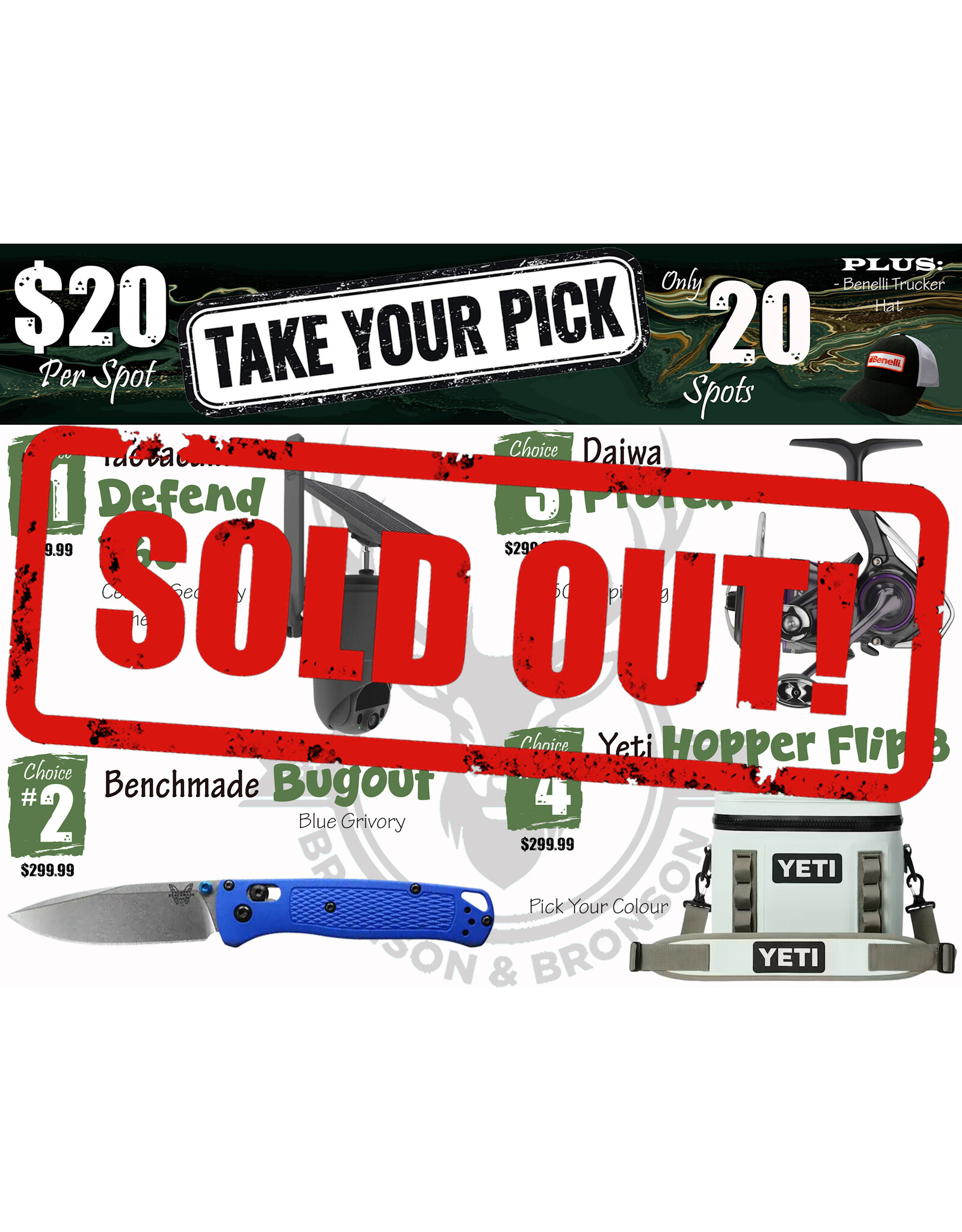 DRAW #1901 - Take Your Pick - Tactacam, Benchmade, Daiwa OR Yeti!