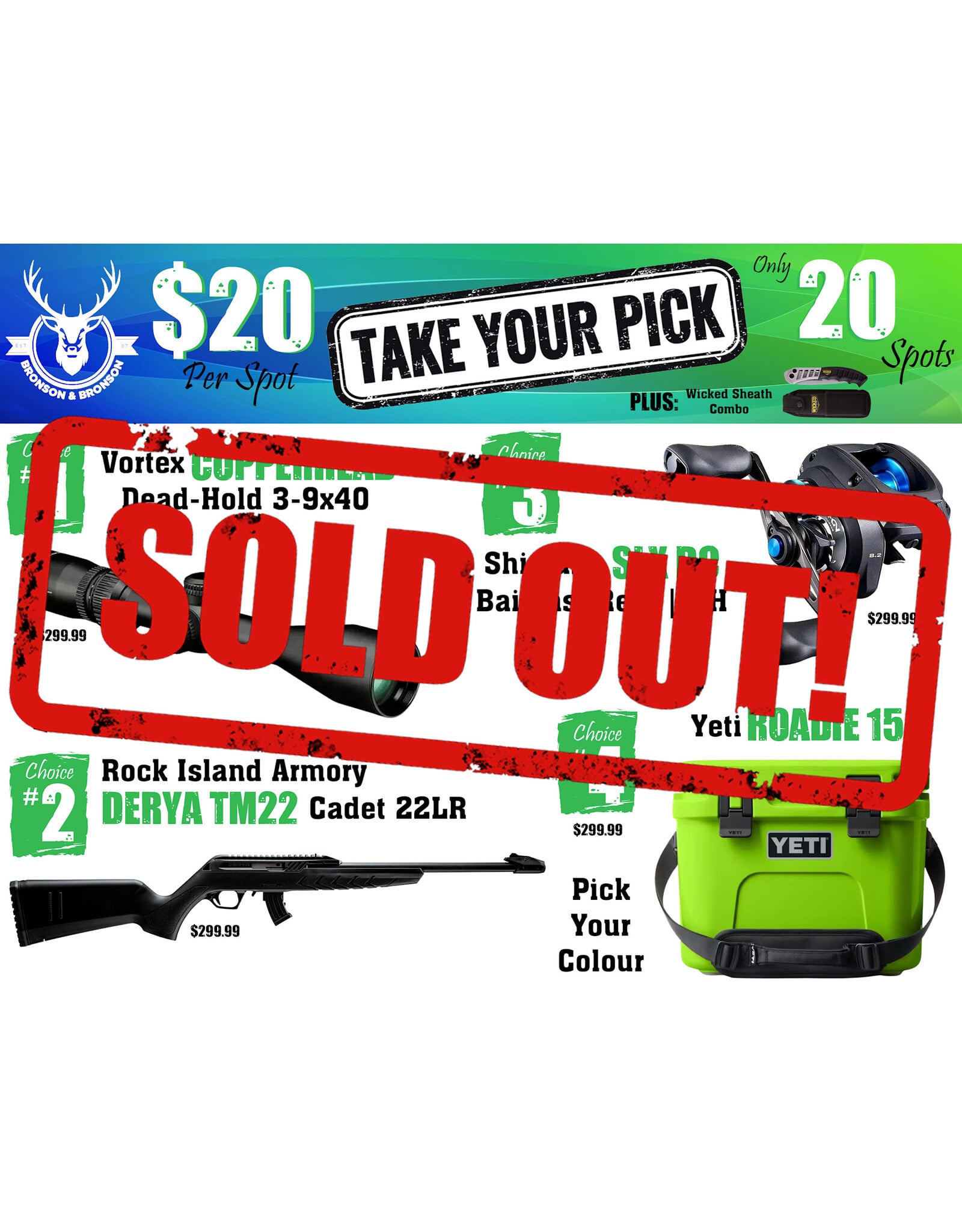 DRAW #1898 - Take Your Pick - Vortex, Rock Island Armory, Shimano OR Yeti!