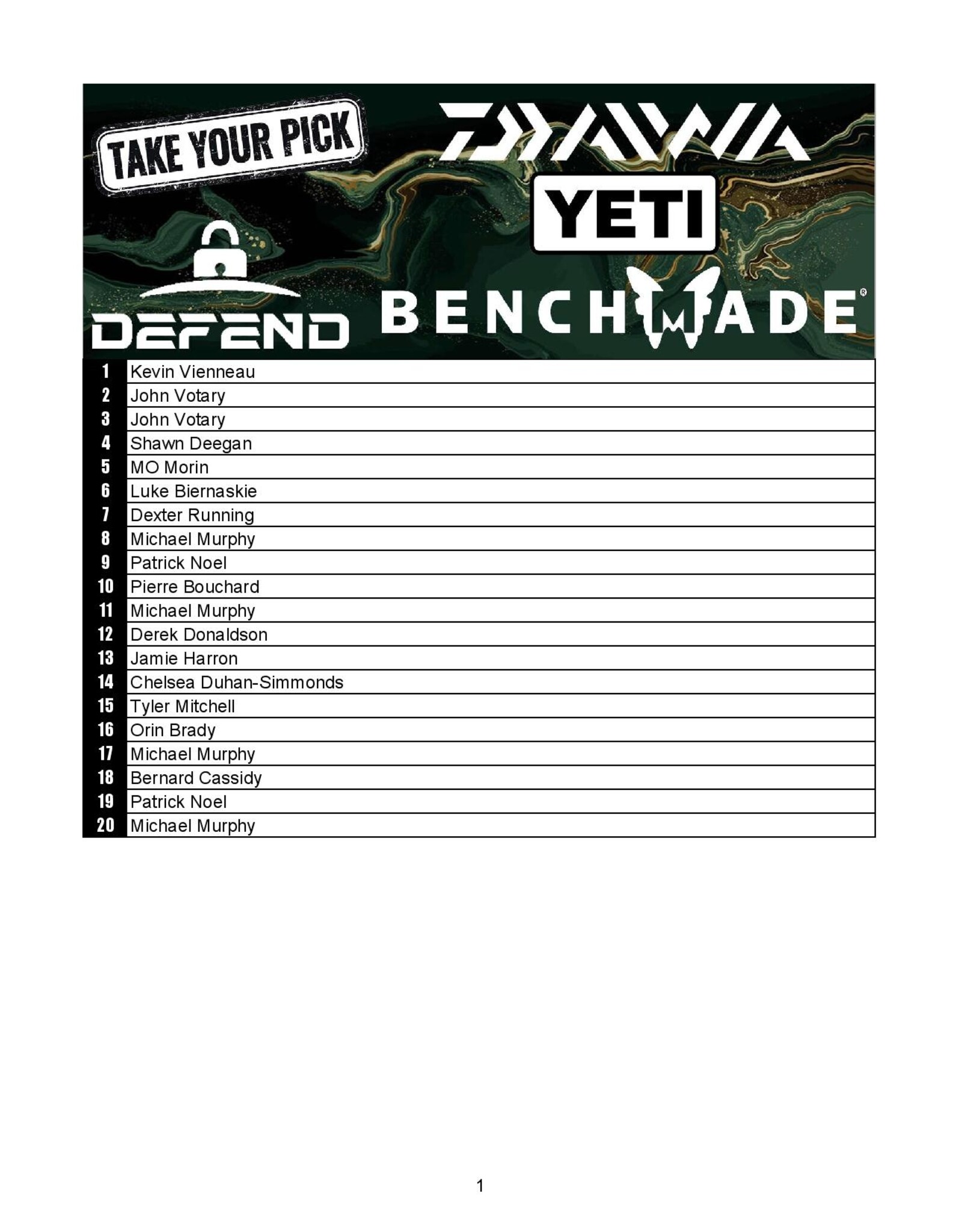 DRAW #1901 - Take Your Pick - Tactacam, Benchmade, Daiwa OR Yeti!