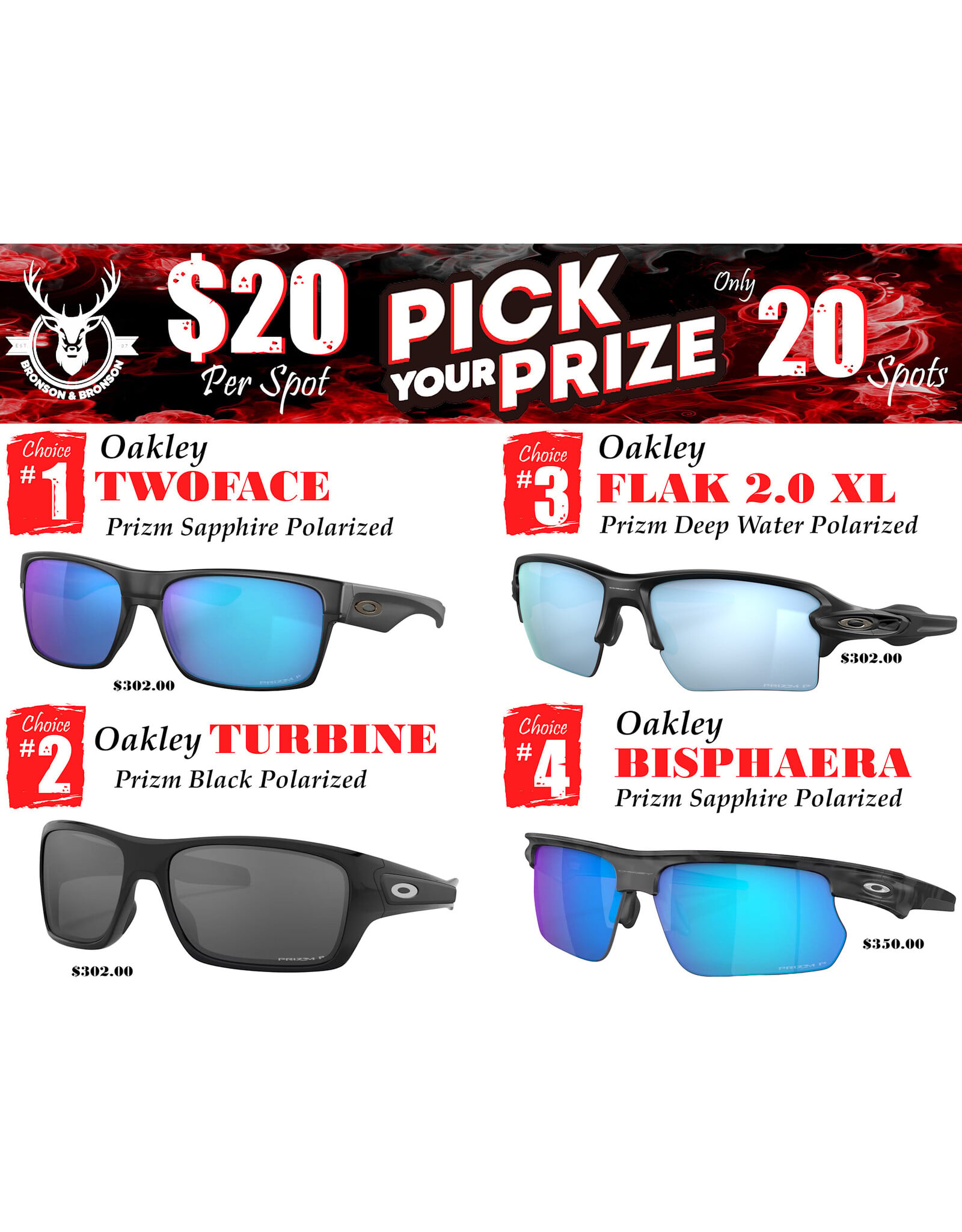 DRAW #1907 - Pick Your Prize - Oakley = PICK 1 OF 4!