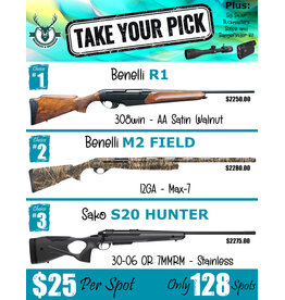 DRAW #1908 (#65-128) - Take Your Pick - Benelli R1, Benelli M2 Field OR Sako!