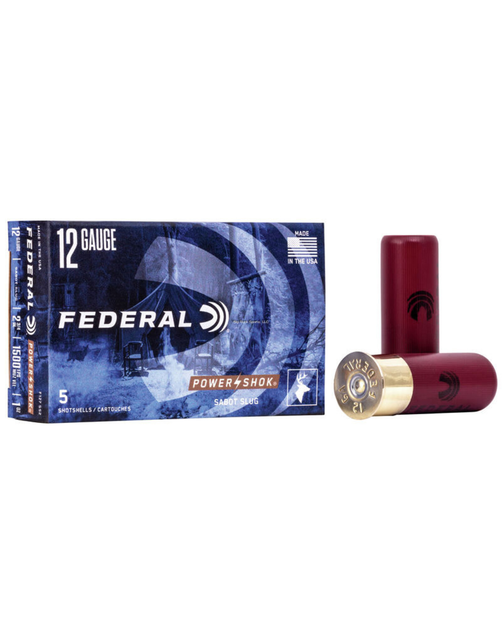 Federal Federal F127SS2 Power-Shok Sabot Slugs 12 GA, 2-3/4 in, 1oz, 1500 fps, 5 Rnd per Box