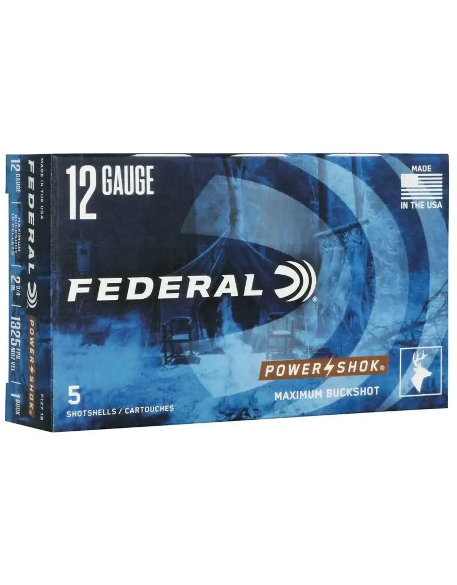 Federal Federal F1271B Power-Shok Maximum Buckshot 12 GA, 2-3/4 in, 1 Buck, 5 Rnd per Box