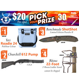 DRAW #1909 - Pick Your Prize - Yeti, Churchill, Benchmade OR Rhino!
