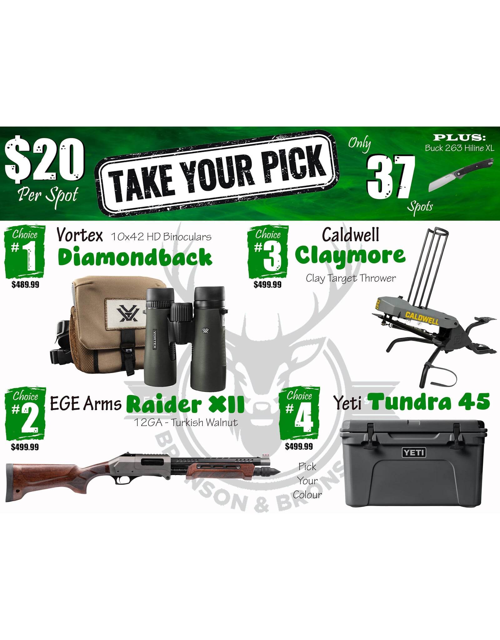 DRAW #1910 - Take Your Pick - Vortex, EGE Arms, Caldwell OR Yeti!