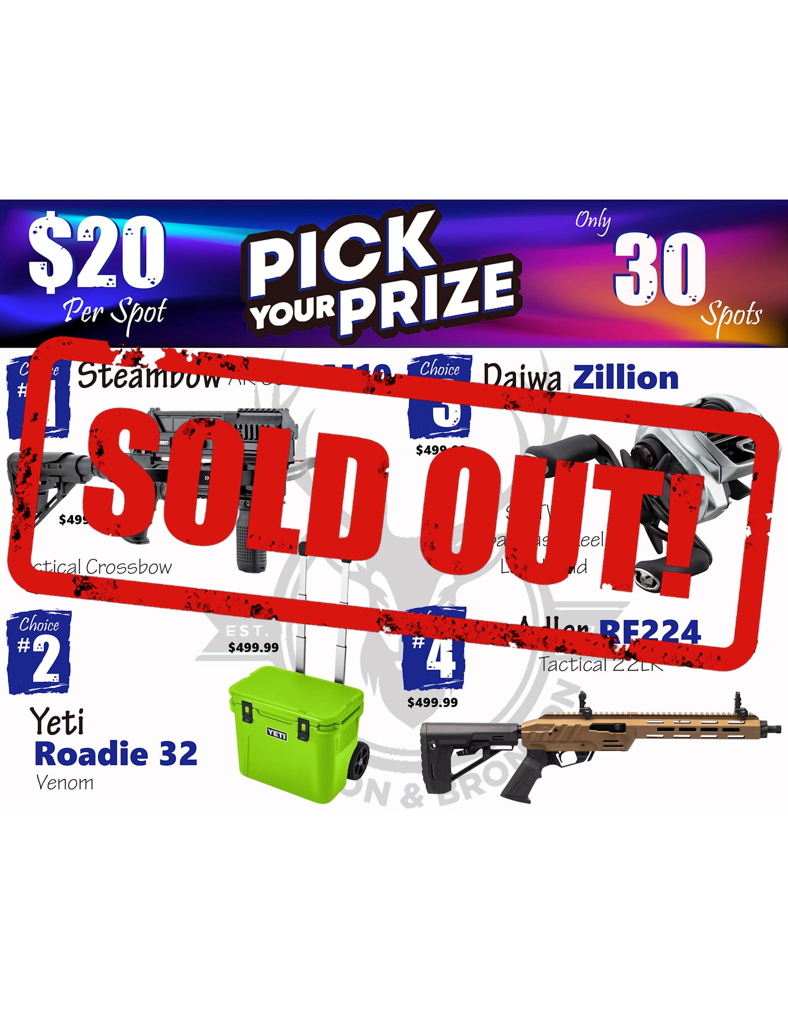 DRAW #1906 - Pick Your Prize - Steambow, Yeti, Daiwa OR Adler!