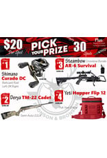 DRAW #1911 - Pick Your Prize - Shimano, Derya, Steambow OR Yeti!
