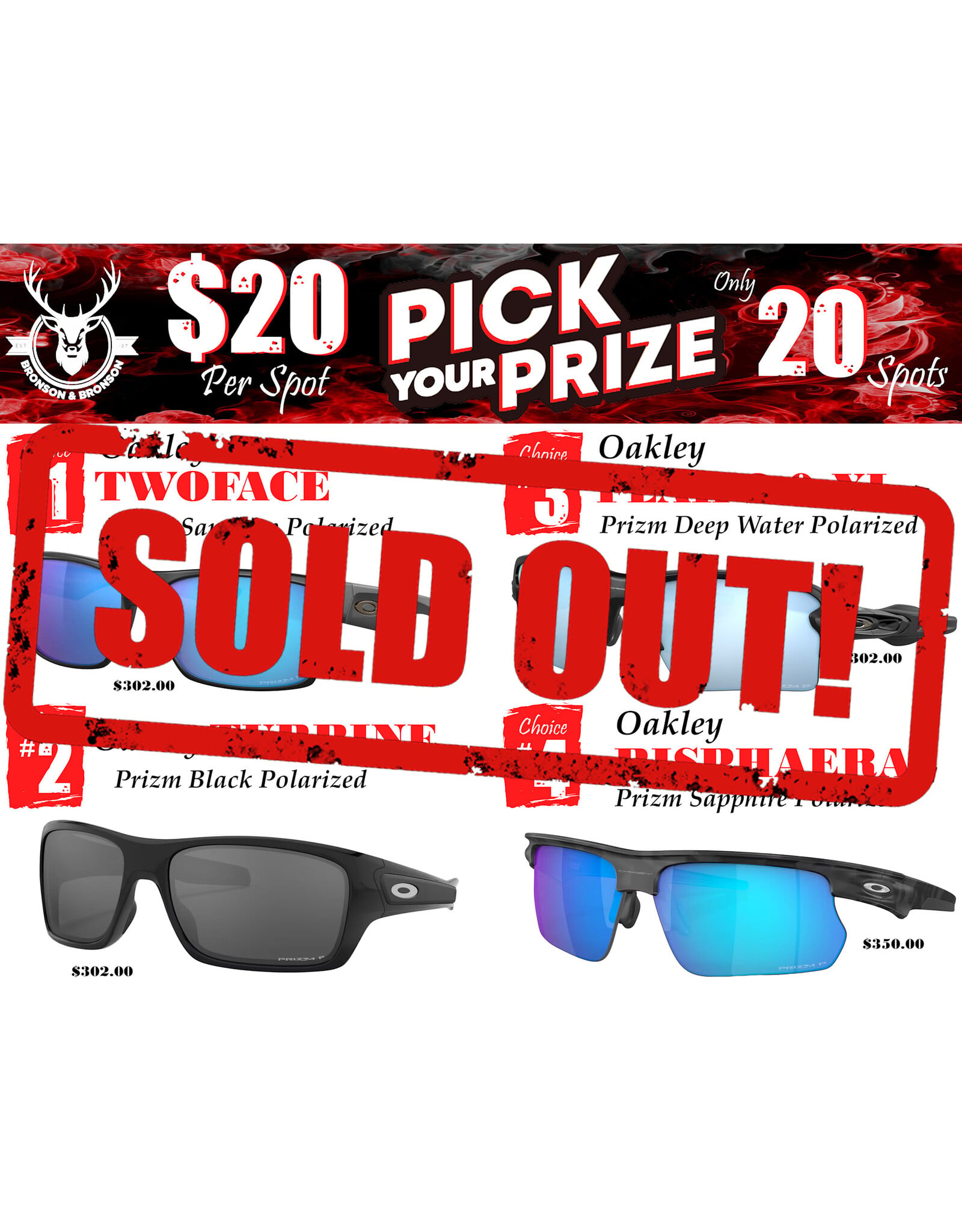 DRAW #1907 - Pick Your Prize - Oakley = PICK 1 OF 4!