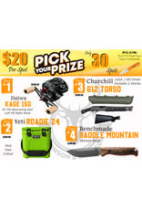 DRAW #1912 - Pick Your Prize - Daiwa, Yeti, Churchill OR Benchmade!