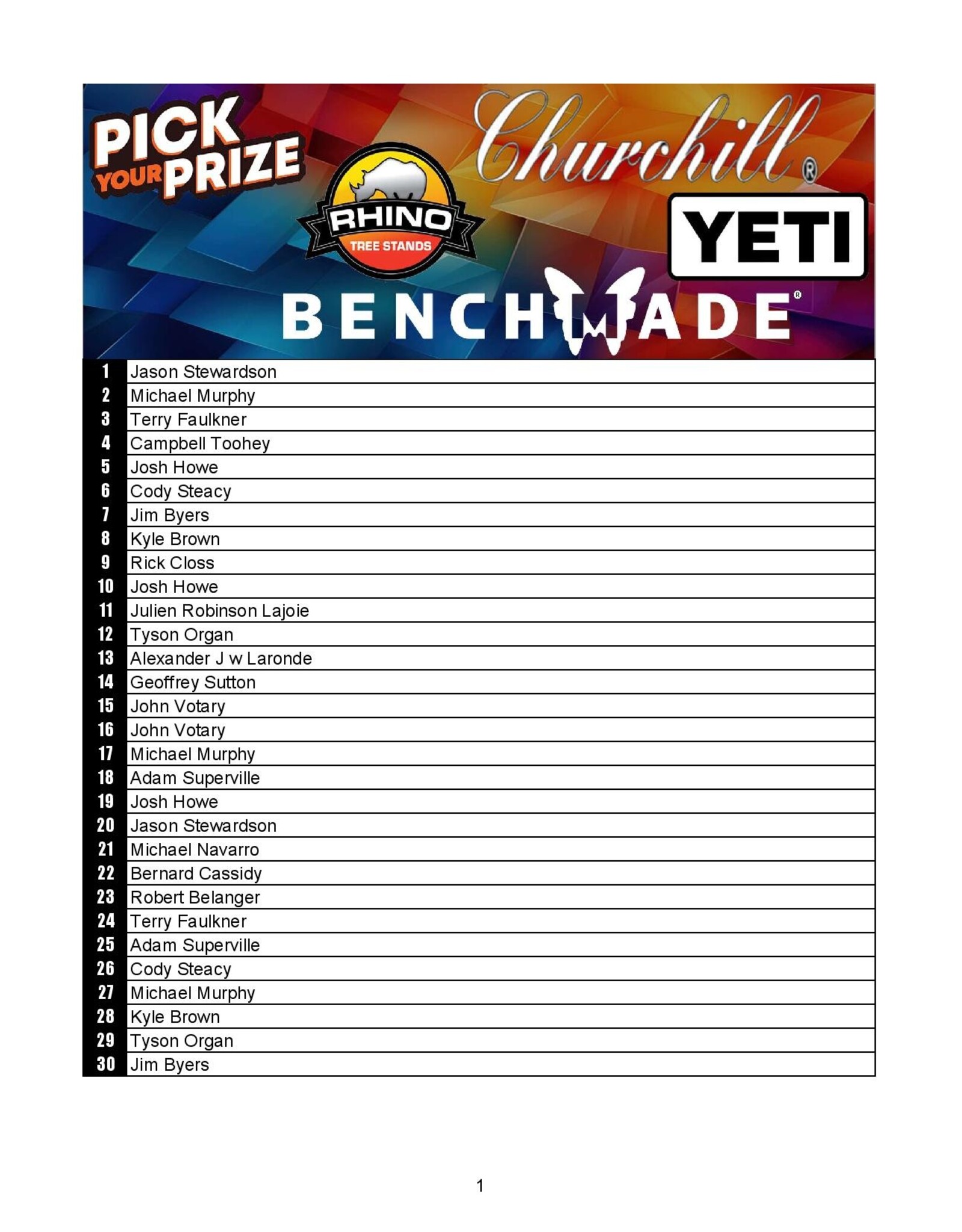 DRAW #1909 - Pick Your Prize - Yeti, Churchill, Benchmade OR Rhino!