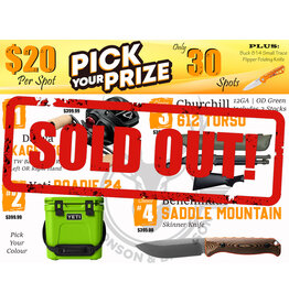 DRAW #1912 - Pick Your Prize - Daiwa, Yeti, Churchill OR Benchmade!