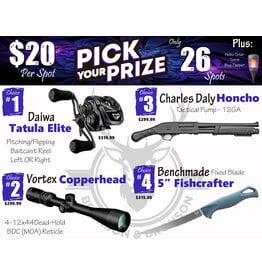 DRAW #1915 - Pick Your Prize - Daiwa, Vortex, Charles Daly OR Benchmade!