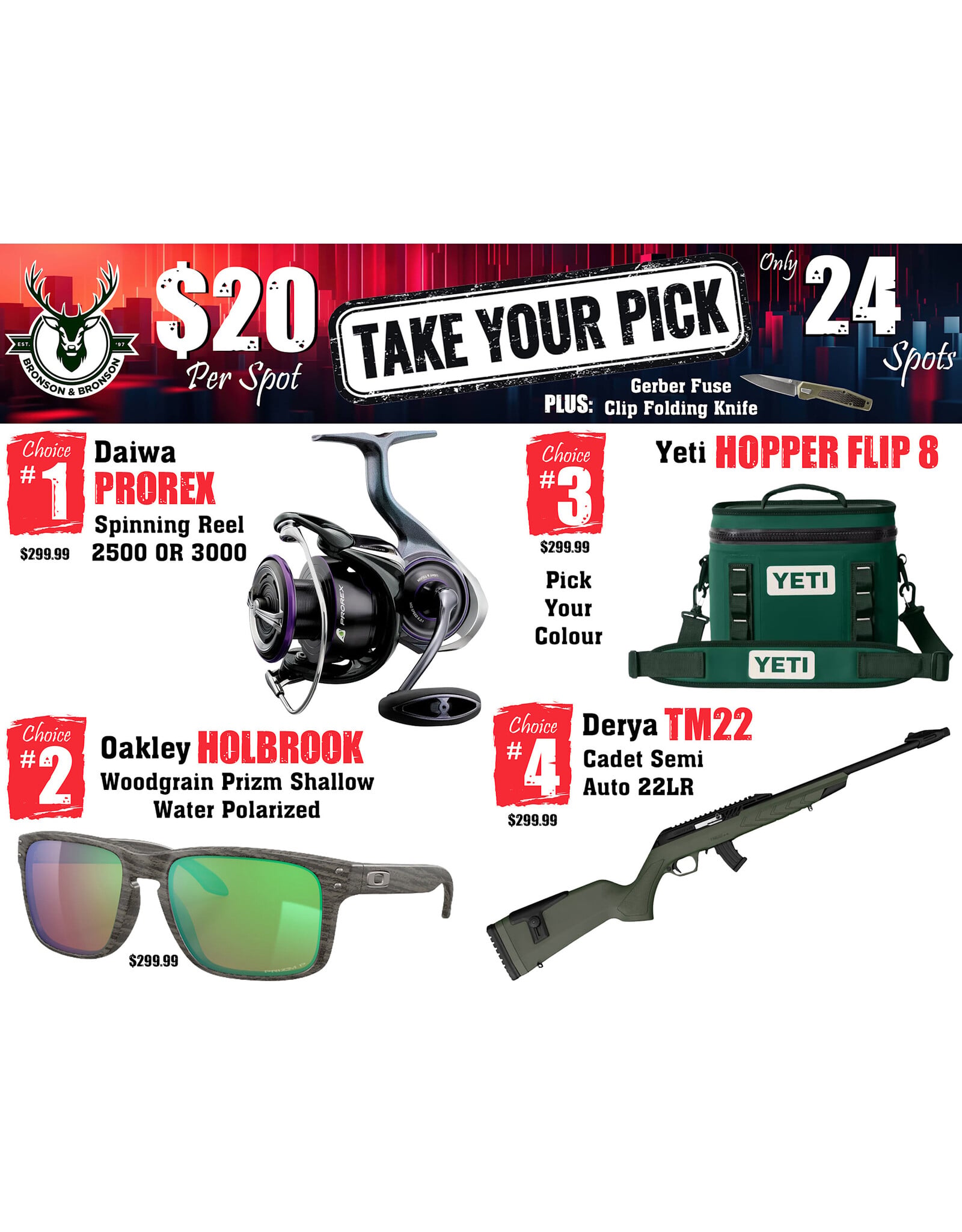 DRAW #1916 - Take Your Pick - Daiwa, Oakley, Yeti OR Derya!