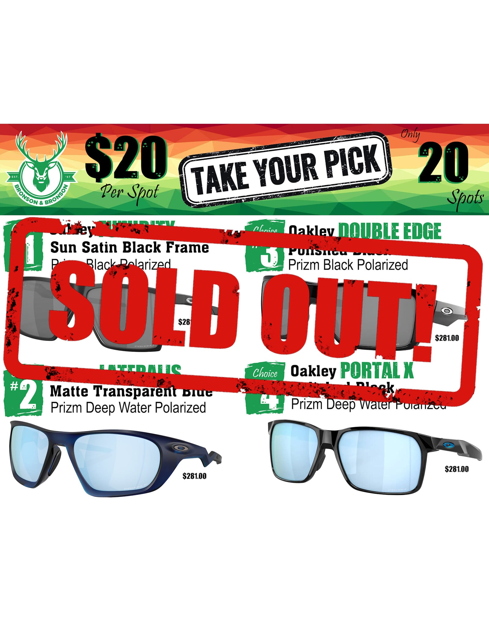 DRAW #1913 - Take Your Pick - OAKLEY - Pick 1 of 4!