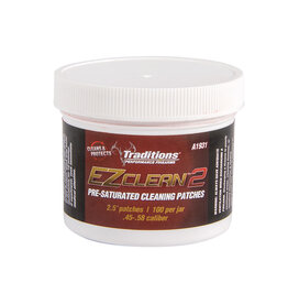 Traditions Performance Firearms Traditions EZClean2 Pre-Saturated Cleaning Patches 6.35cm Patches, 100 per jar, .45-.58 Caliber A1931F