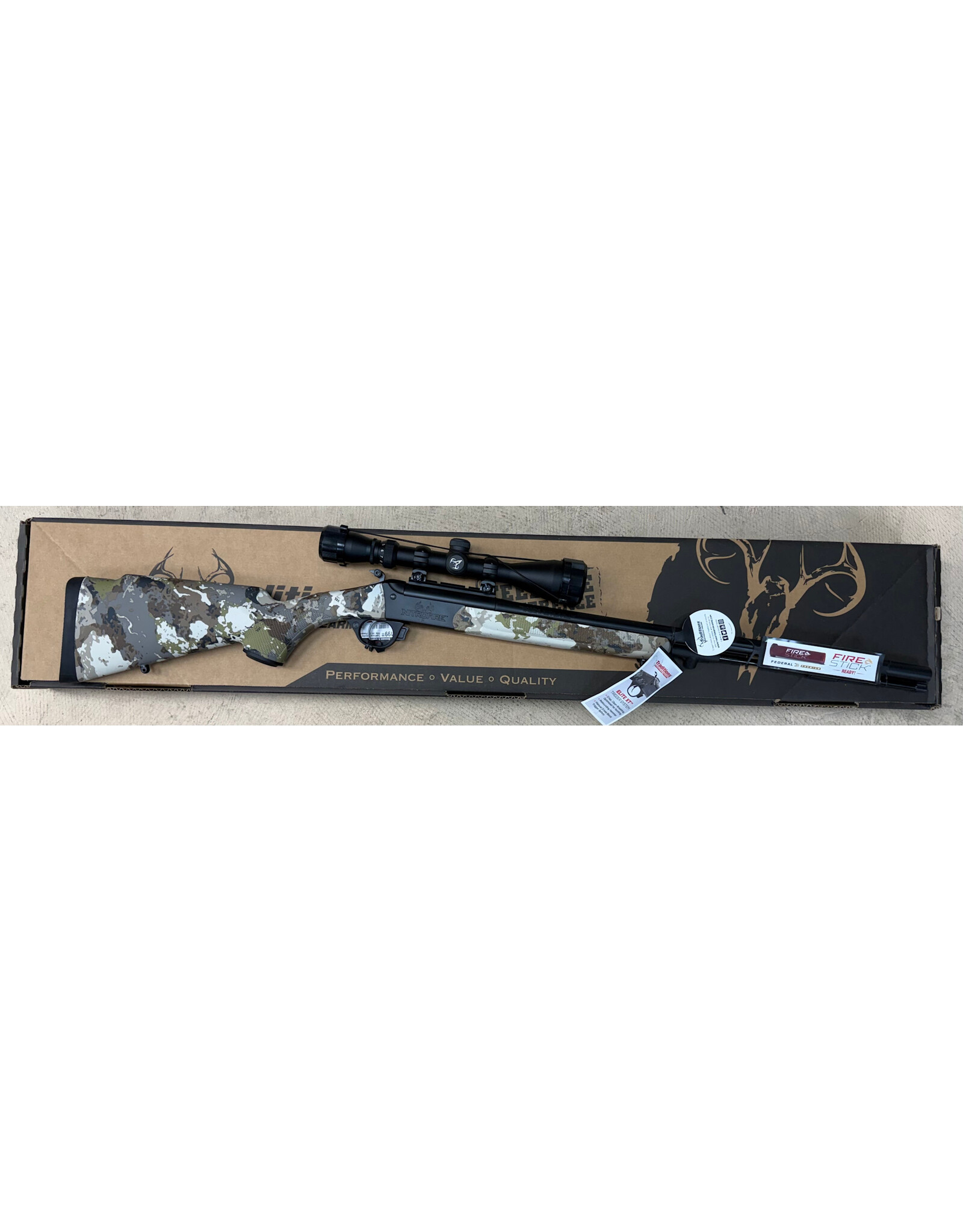 Traditions Performance Firearms Traditions Nitrofire Rifle .50 Cal Firestick 26" Black Cerakote Barrel Veil Cumbre Stock w/ 3.5-10x44 Scope CR53-842204436