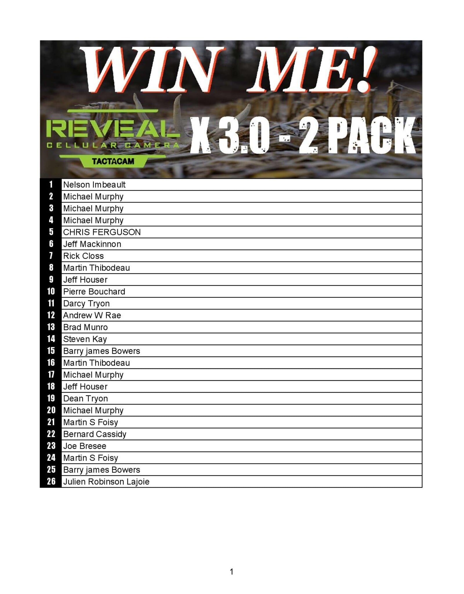DRAW #1914 - WIN ME - Tactacam Reveal X 3.0 - 2 Pack! (June)