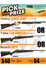DRAW #1919 - Pick Your Prize - Henry, Tikka OR Benelli!