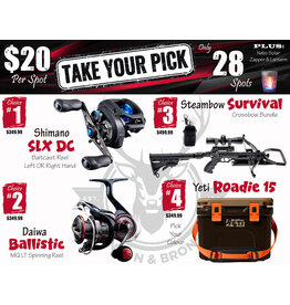 DRAW #1920 - Take Your Pick - Shimano, Daiwa, Steambow OR Yeti!