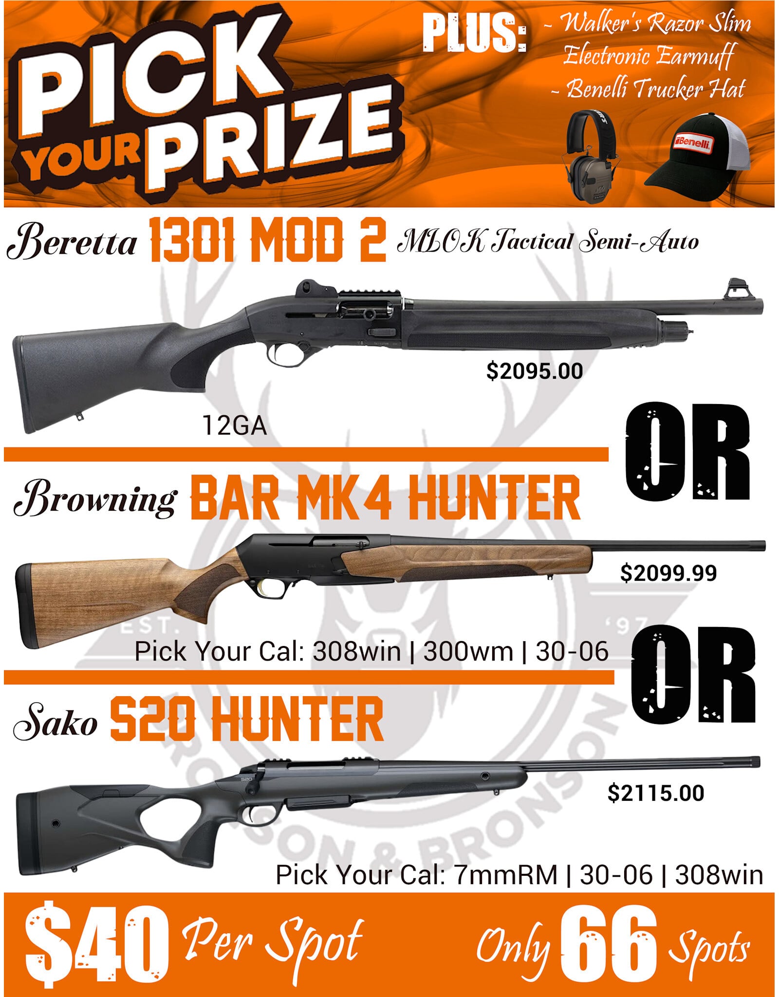 DRAW #1922 - Pick Your Prize - Beretta, Browning OR Sako!