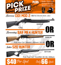 DRAW #1922 - Pick Your Prize - Beretta, Browning OR Sako!