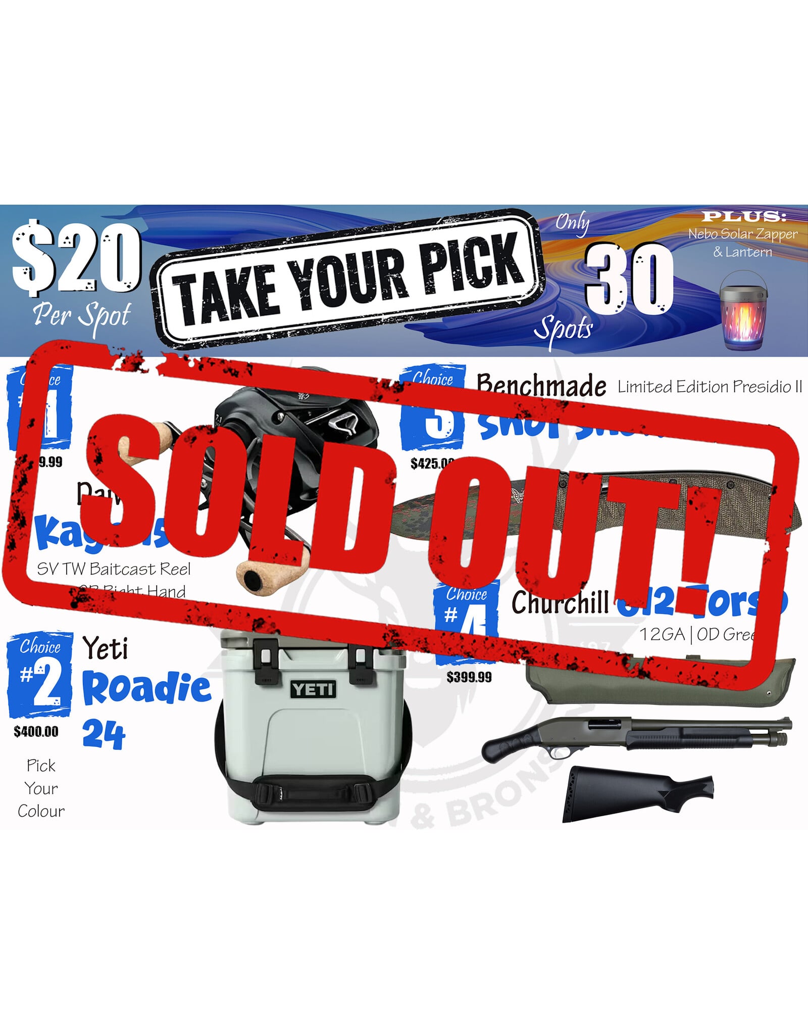 DRAW #1918 - Take Your Pick - Daiwa, Yeti, Benchmade OR Churchill!