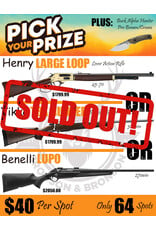 DRAW #1919 - Pick Your Prize - Henry, Tikka OR Benelli!