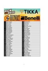 DRAW #1919 - Pick Your Prize - Henry, Tikka OR Benelli!