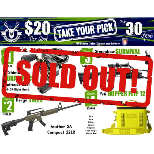 DRAW #1925 - Take Your Pick - Shimano, Derya, Steambow OR Yeti!
