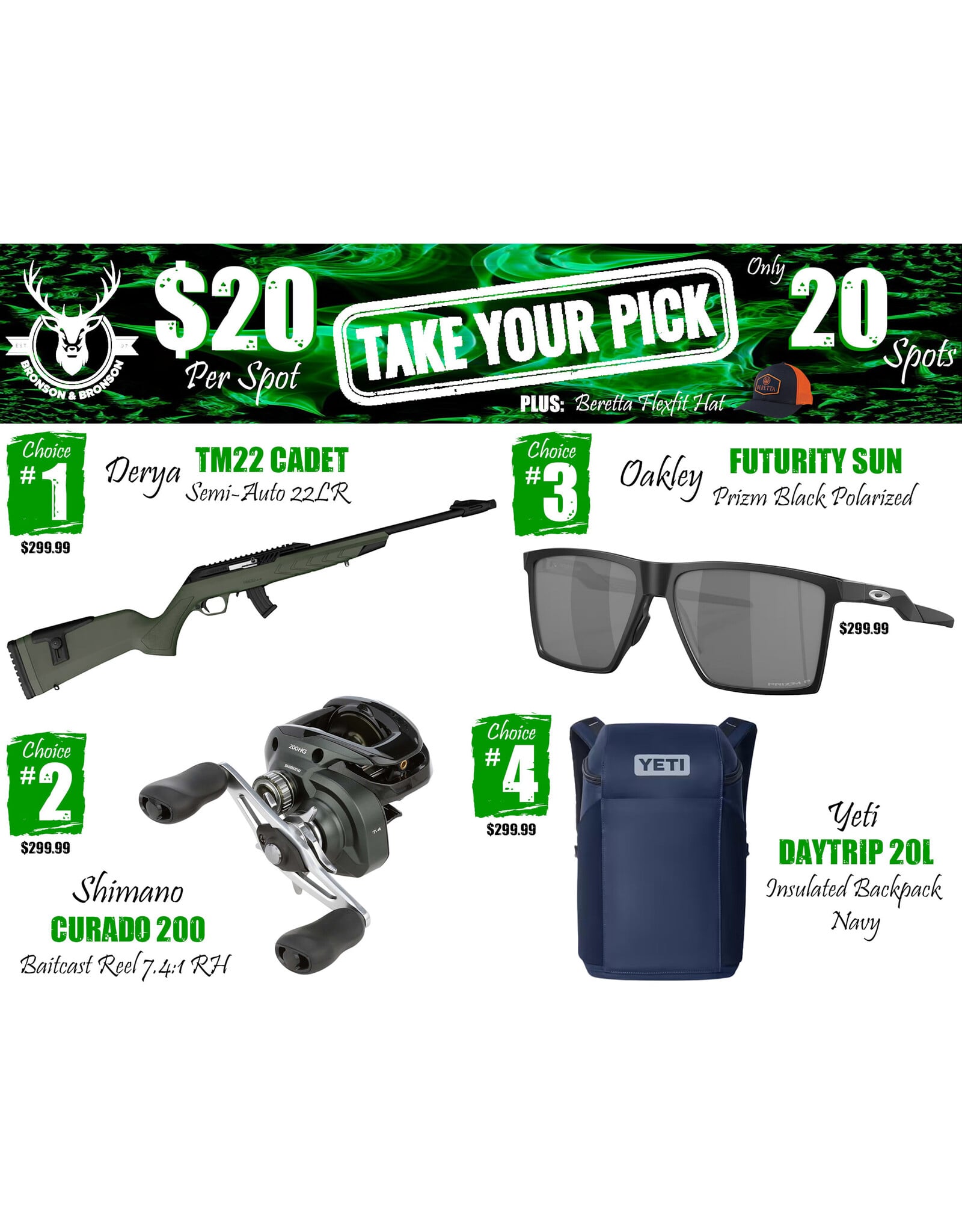 DRAW #1931 - Take Your Pick - Derya, Shimano, Oakley OR Yeti!