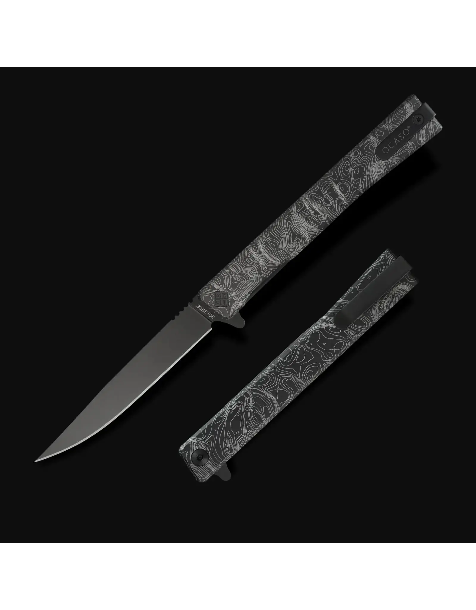 Ocaso Ocaso Knives Engraved Titanium Solstice - Topo + Black Blade