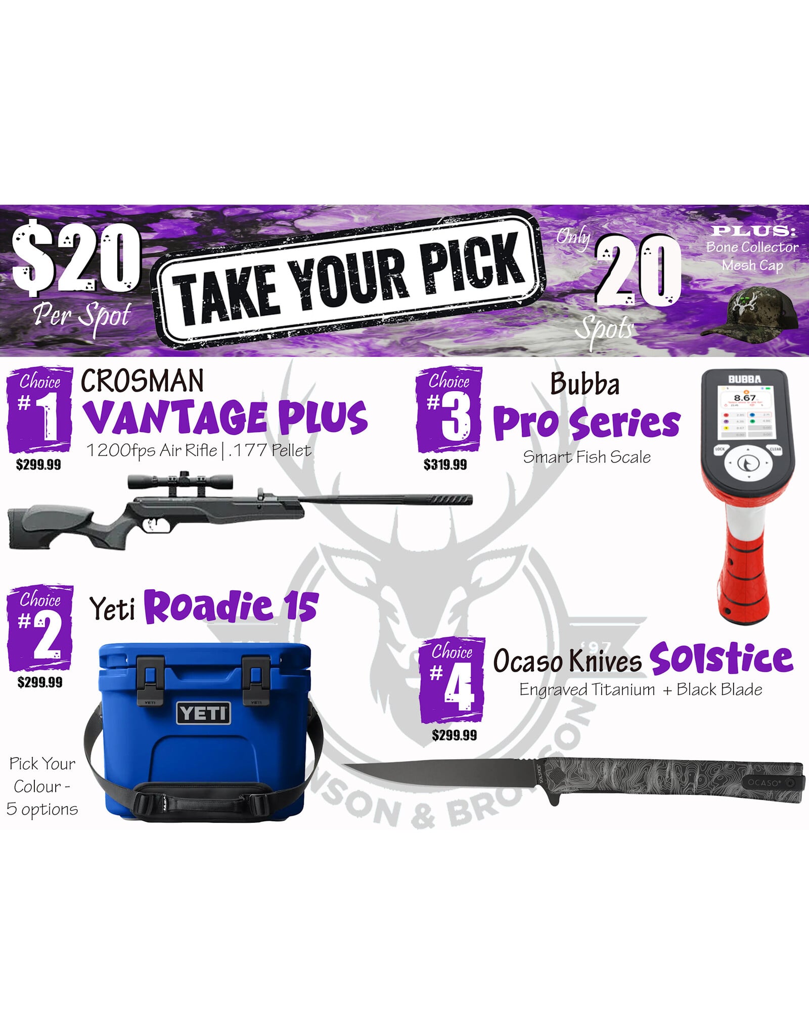 DRAW #1934 - Take Your Pick - Crosman, Yeti, Bubba OR Ocaso!