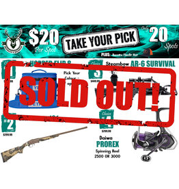 DRAW #1933 - Take Your Pick - Yeti, Charles Daly, Steambow OR Daiwa!