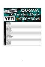 DRAW #1933 - Take Your Pick - Yeti, Charles Daly, Steambow OR Daiwa!
