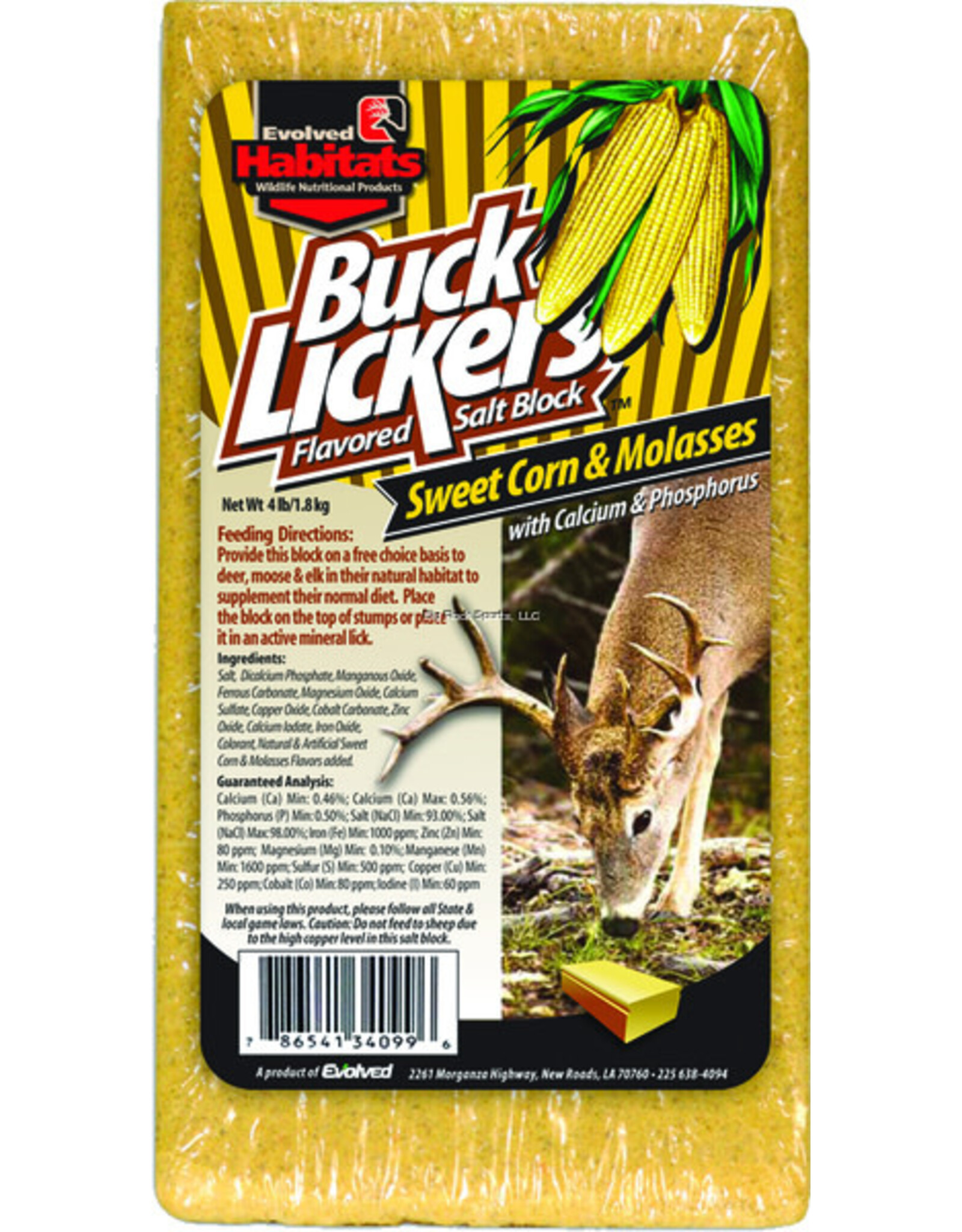 Evolved Habitats Evolved 34099 Buck Licker Sweet Corn & Molasses 4lb Block