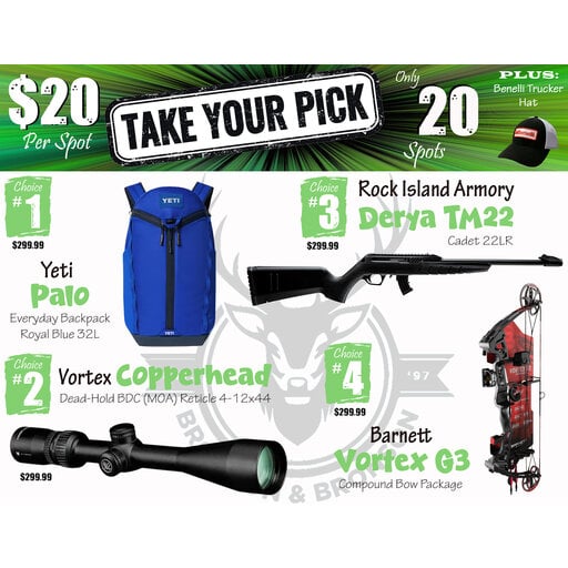 DRAW #1935 - Take Your Pick - Yeti, Vortex, Rock Island Armory OR Barnett!