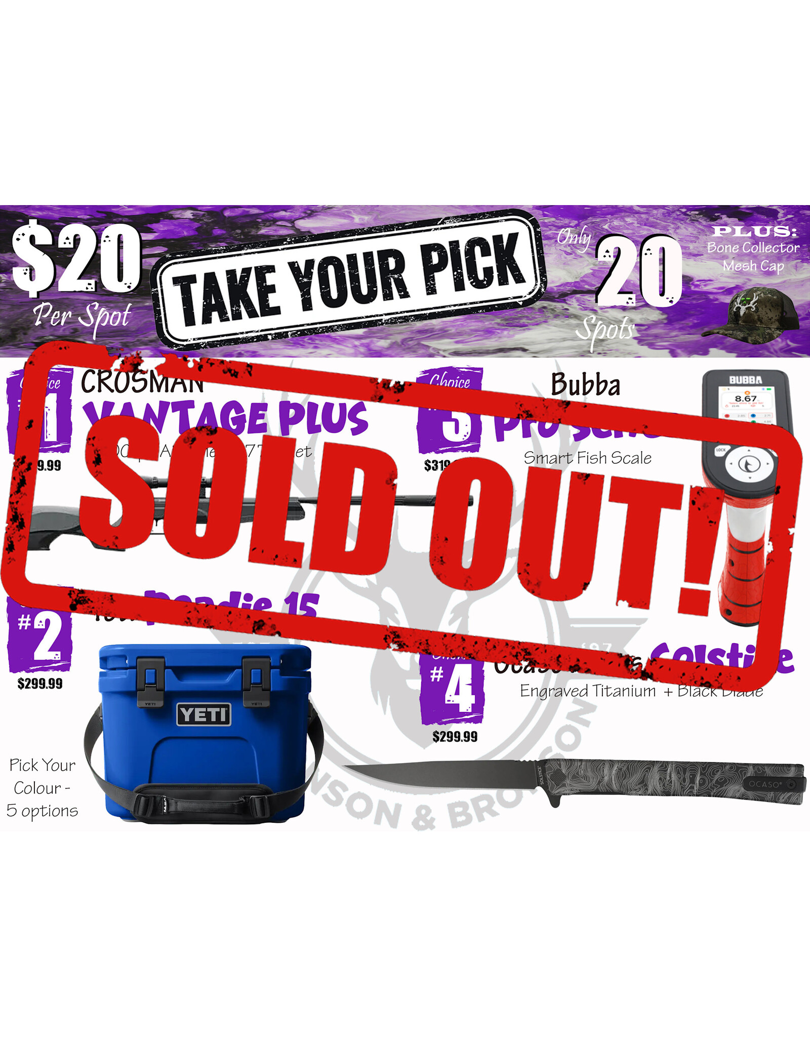 DRAW #1934 - Take Your Pick - Crosman, Yeti, Bubba OR Ocaso!